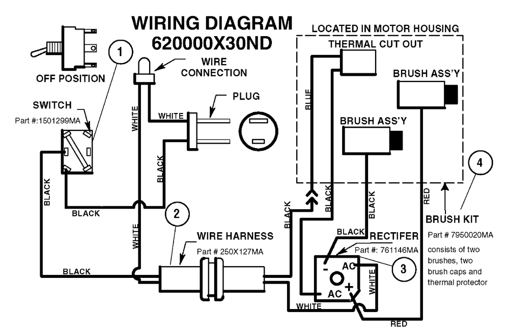 Wiring Diagram Diagram and Parts List for 620000X30N 2001 Briggs and Stratton Snow Blower
